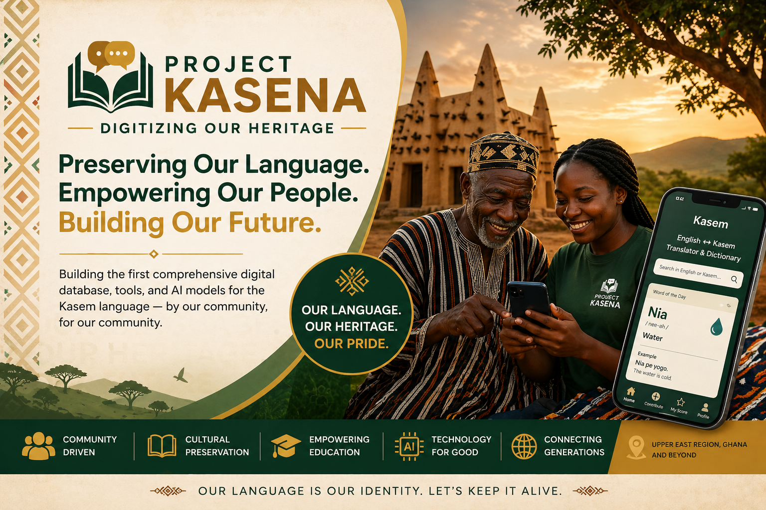 Project Kasena banner showing culture, community, and technology